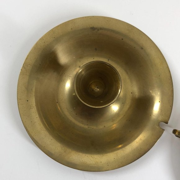 Vtg Brass Interlocking Candleplate Candlestick - Picture 5 of 8